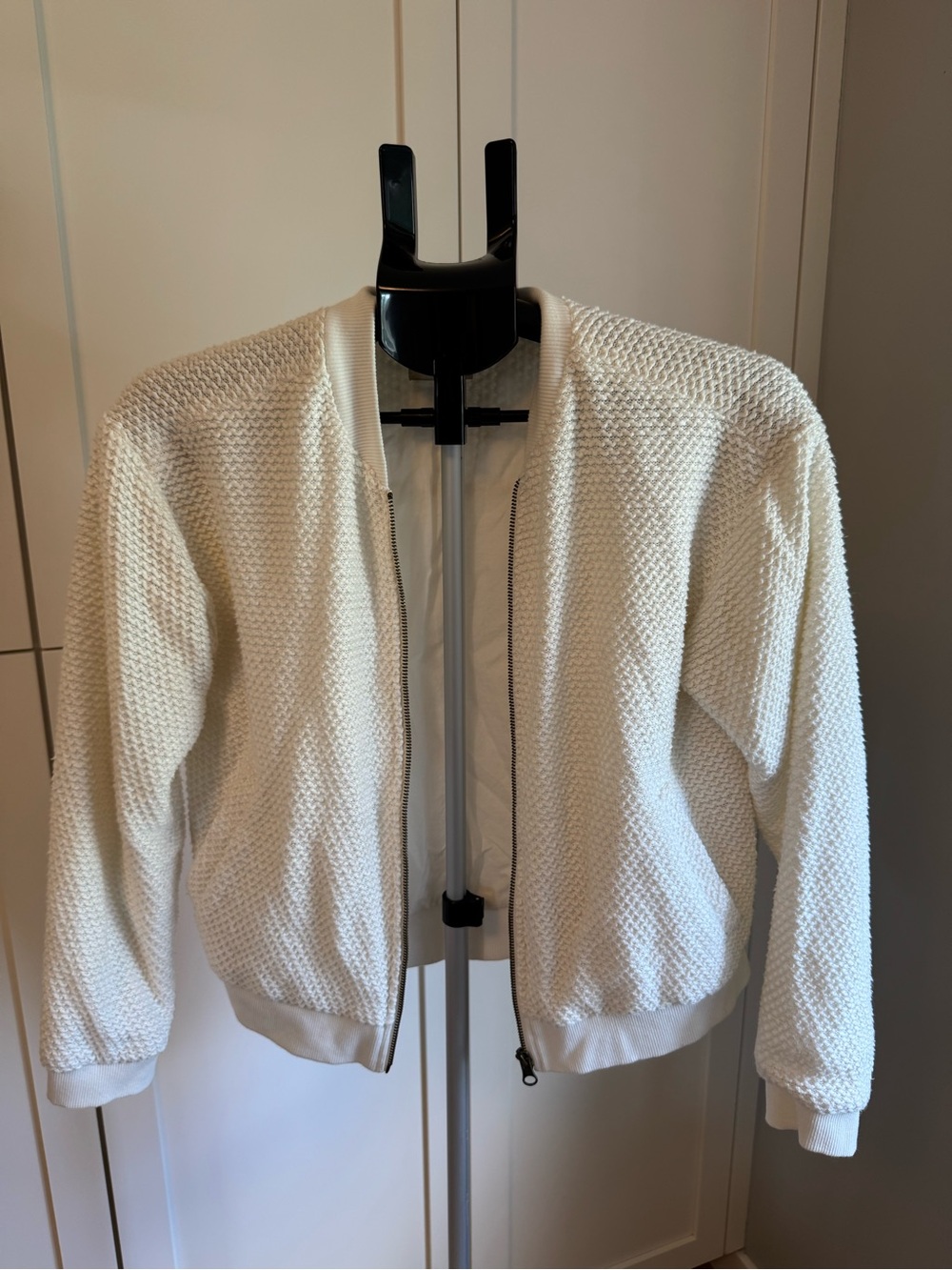 Marine Layer Women's Cream Textured Bomber Jacket